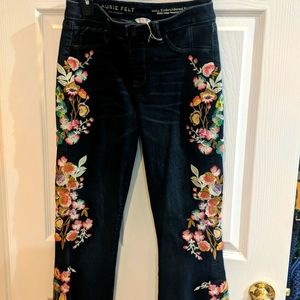 Laurie Felt embroidered flared leggings sz S
